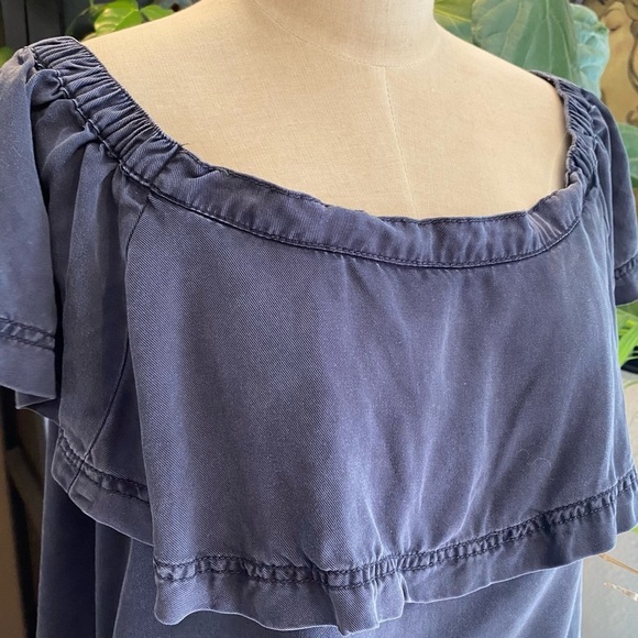 Free People chambray off the shoulder crop top - Picture 11 of 13